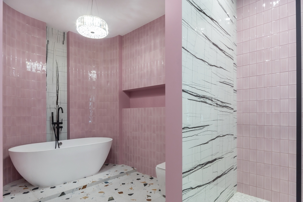 What Color Goes With Pink Bathroom Tile